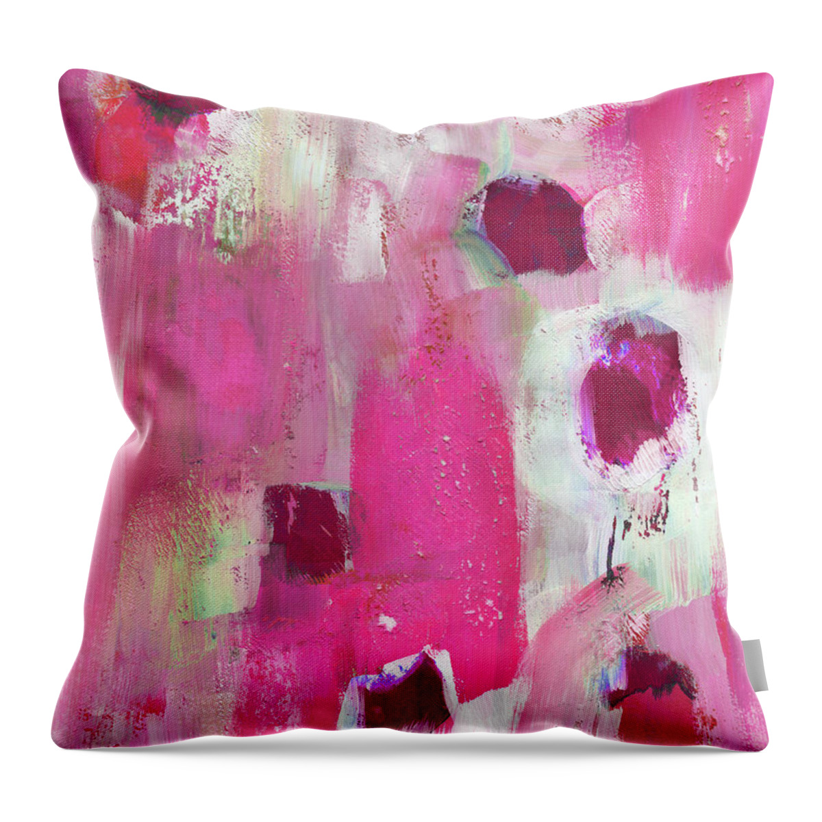 Pink Throw Pillow featuring the painting Elated- Abstract Art by Linda Woods by Linda Woods