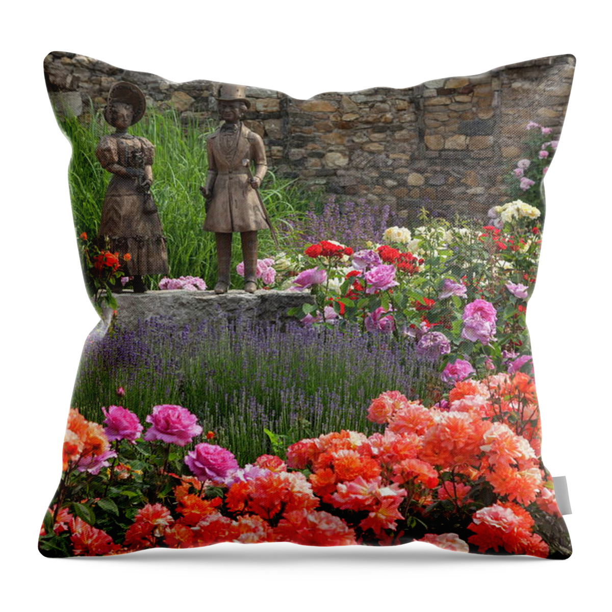 Estock Throw Pillow featuring the digital art Electoral Castle Garden, Germany by Christian Back