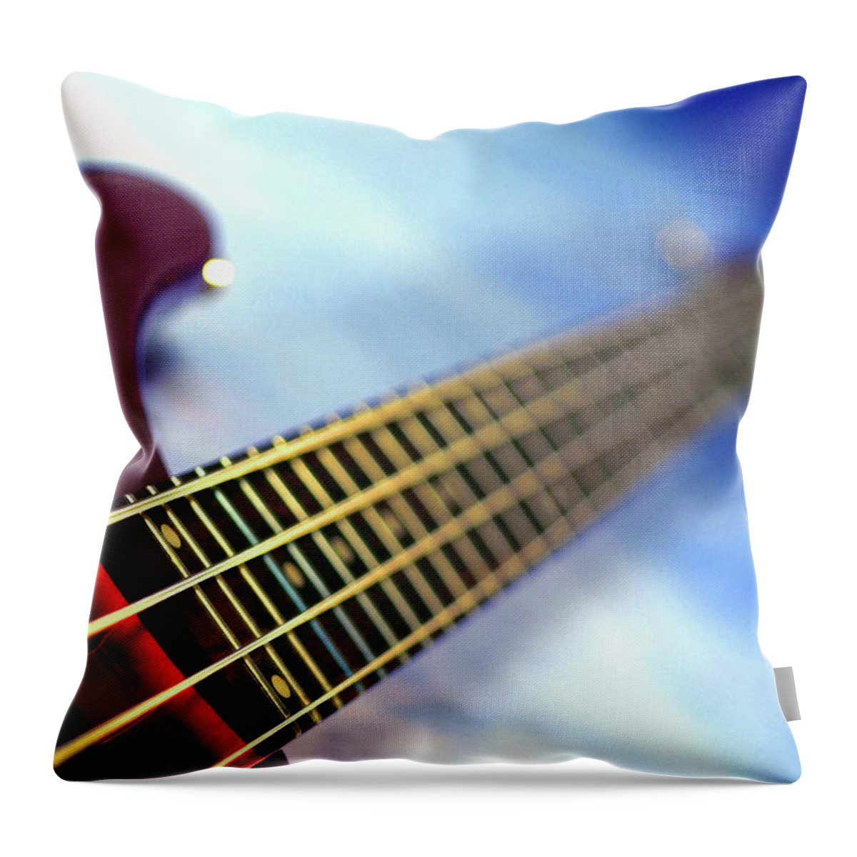 Music Throw Pillow featuring the photograph Electric Guitar And Sheet Music by Medioimages/photodisc