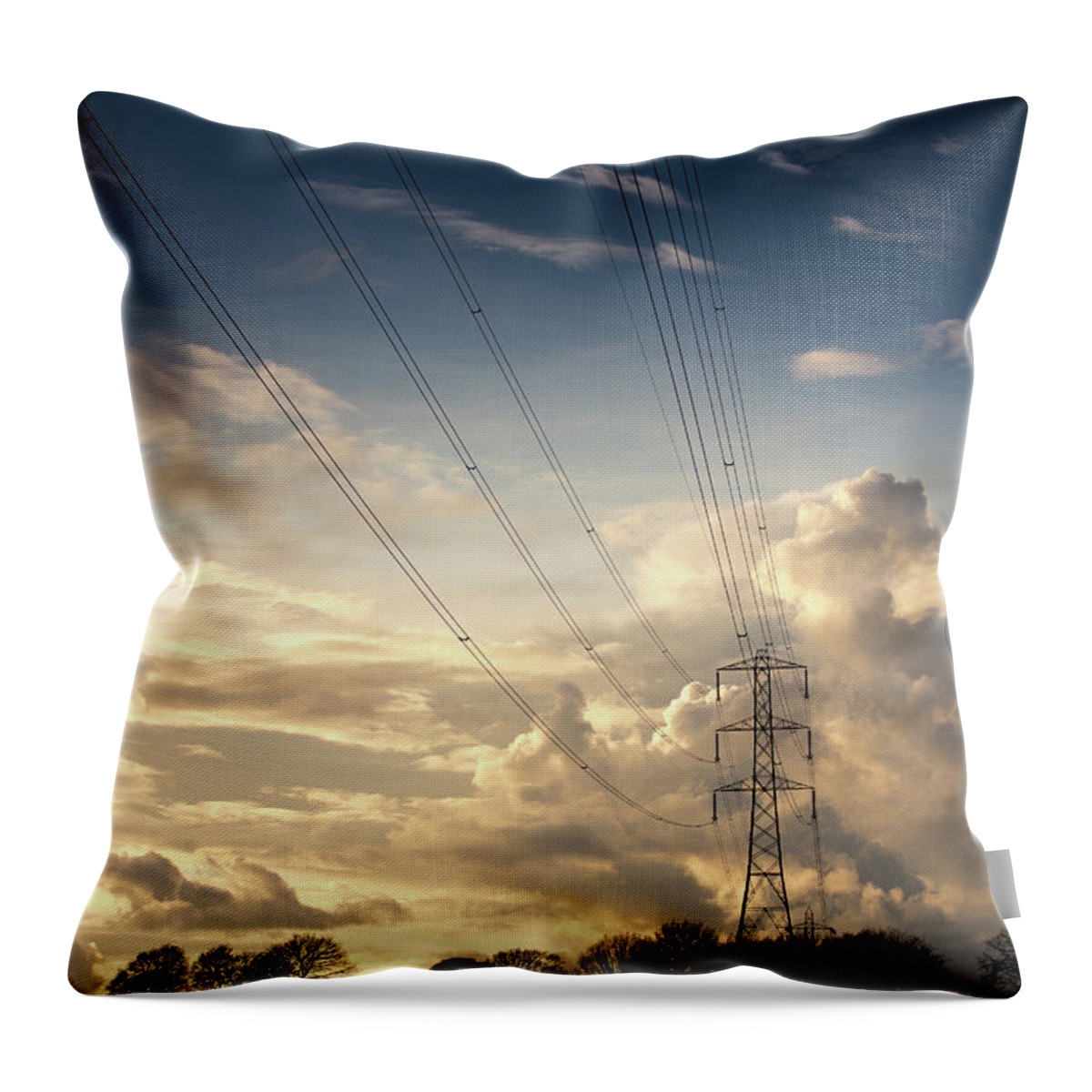 Electricity Pylon Throw Pillow featuring the photograph Electric Pylon by Peter Chadwick Lrps