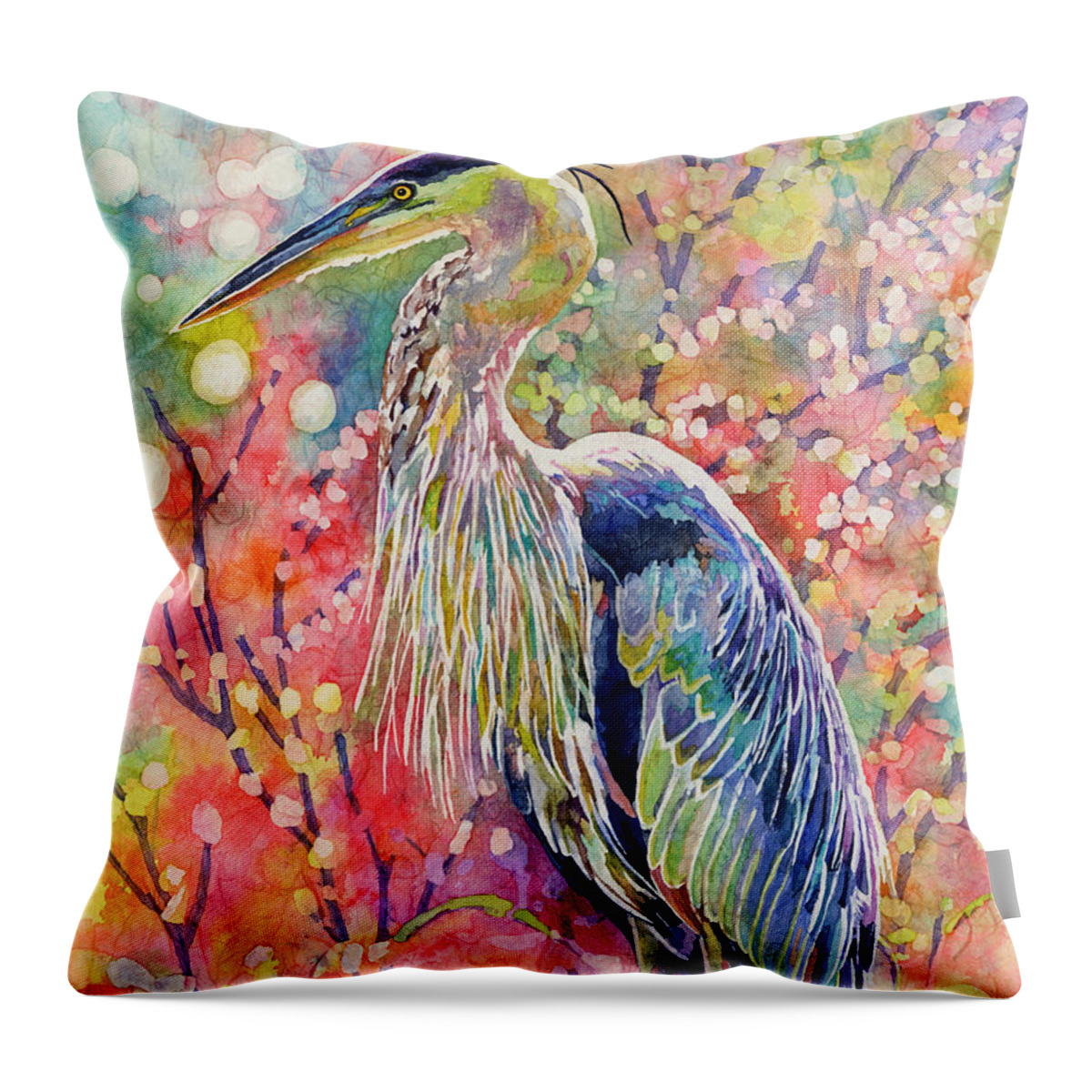 Heron Throw Pillow featuring the painting Elegant Repose by Hailey E Herrera