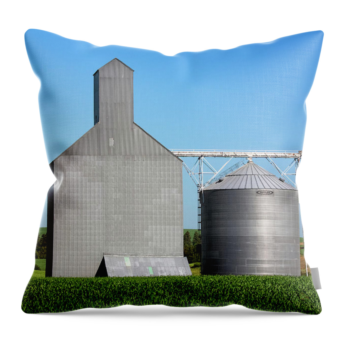 Grain Elevator Throw Pillow featuring the photograph Elevator and Bin by Todd Klassy