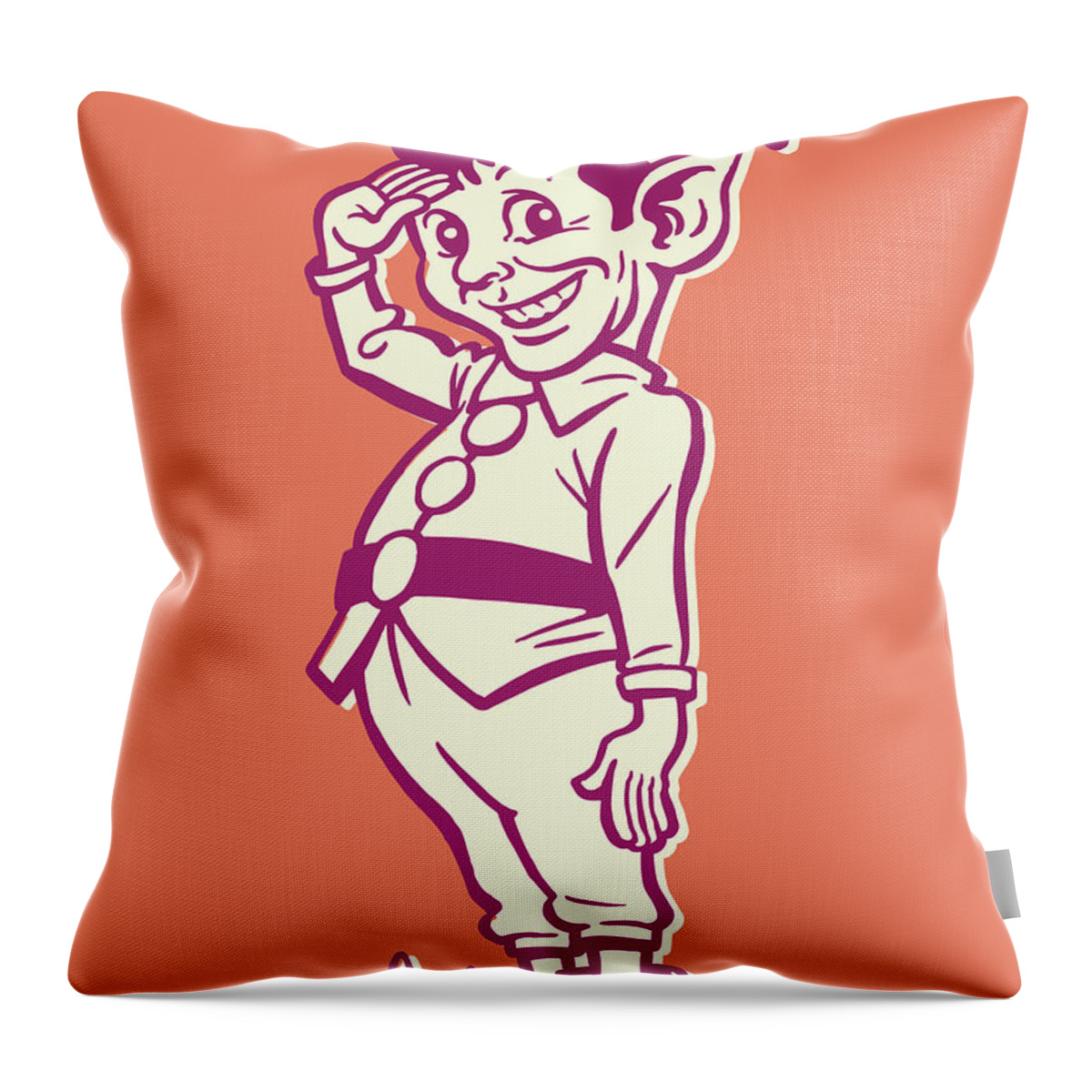 Accessories Throw Pillow featuring the drawing Elf Saluting by CSA Images