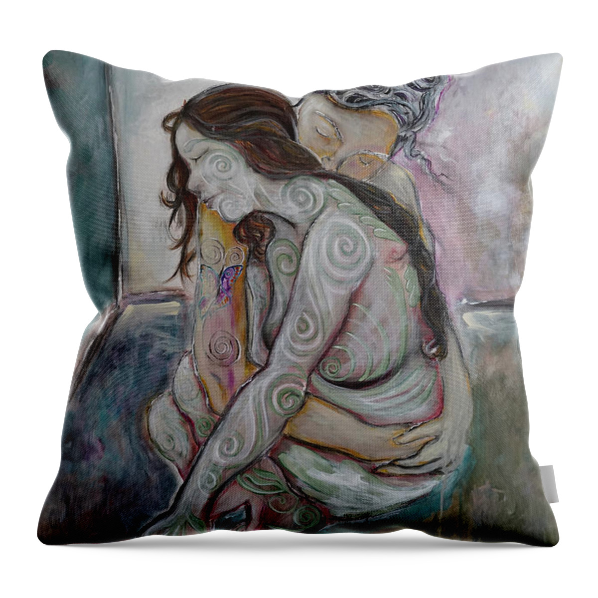 Theresa Marie Johnson Throw Pillow featuring the painting Her Story by Theresa Marie Johnson