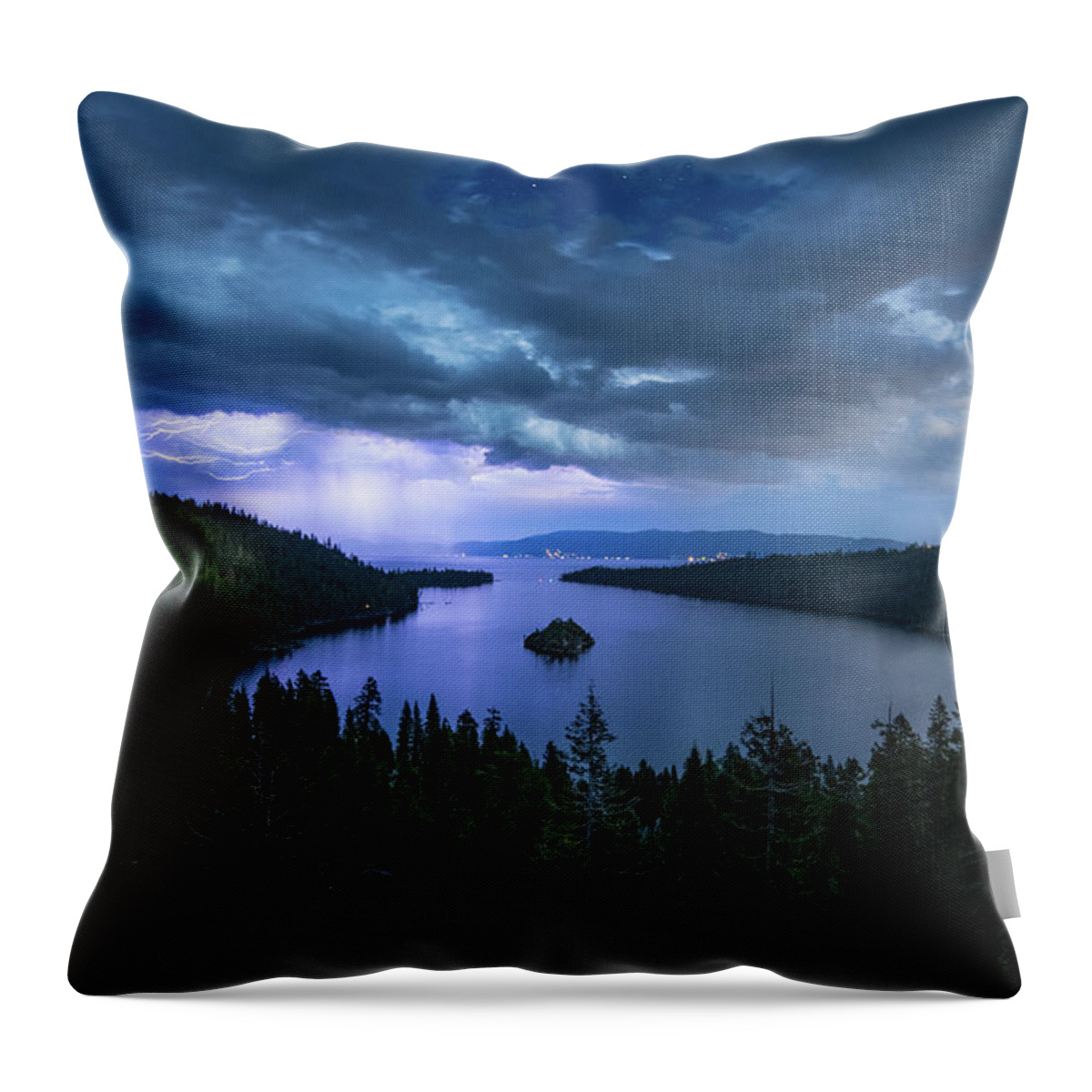 Emerald Bay Throw Pillow featuring the photograph Emerald Bay Electric Skies by Brad Scott by Brad Scott