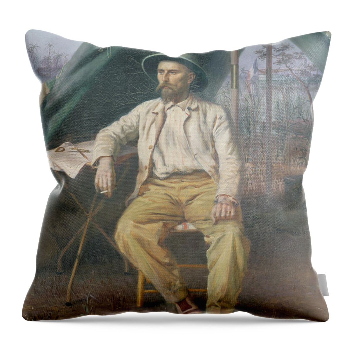 Pith Helmet Throw Pillow featuring the painting Emile Gentil by Paul Merwart
