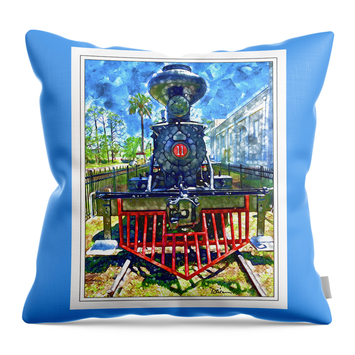 Train Throw Pillow featuring the photograph Engine 11 by Peggy Dietz