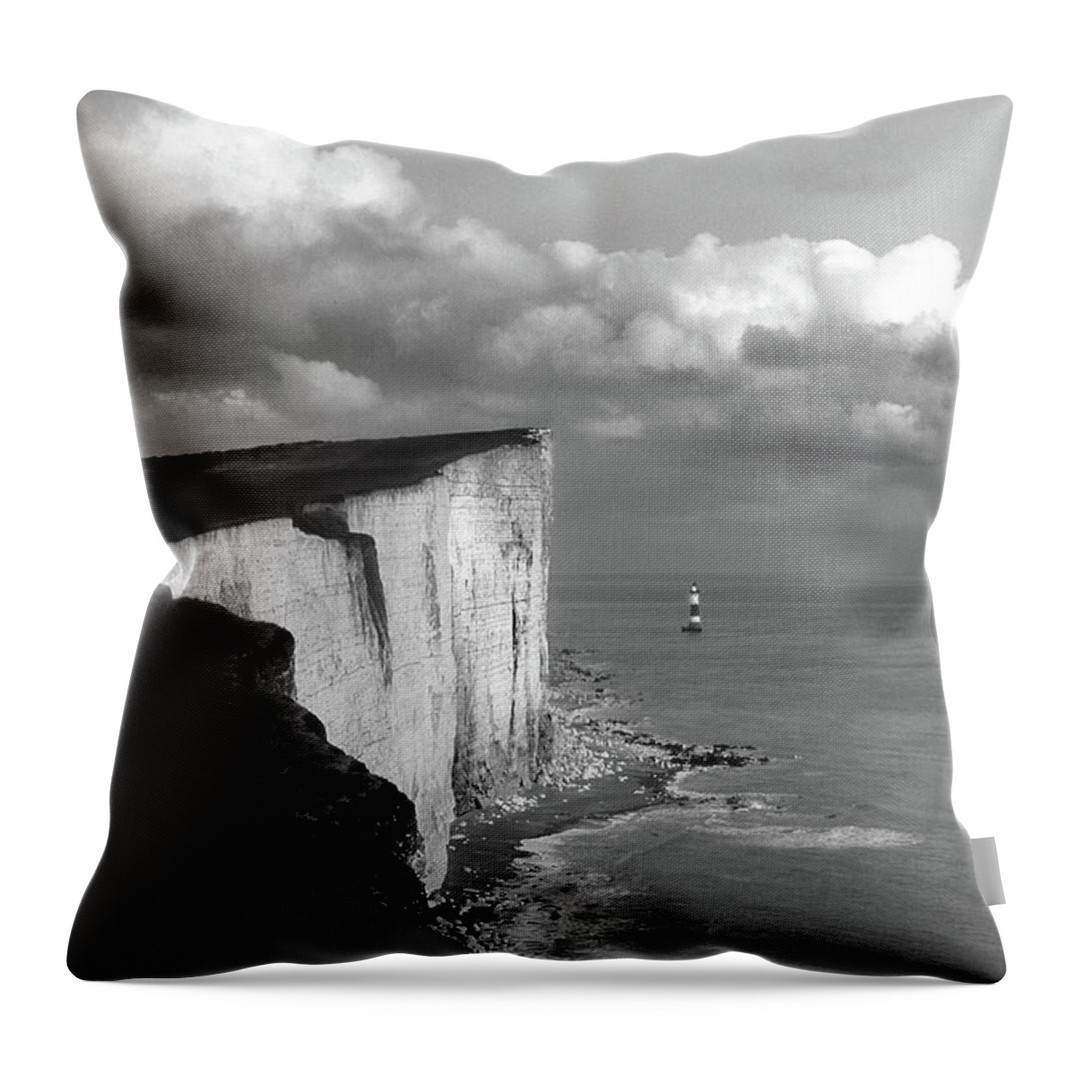 English Channel Throw Pillow featuring the photograph English Channel Lighthouse by Jerry Griffin