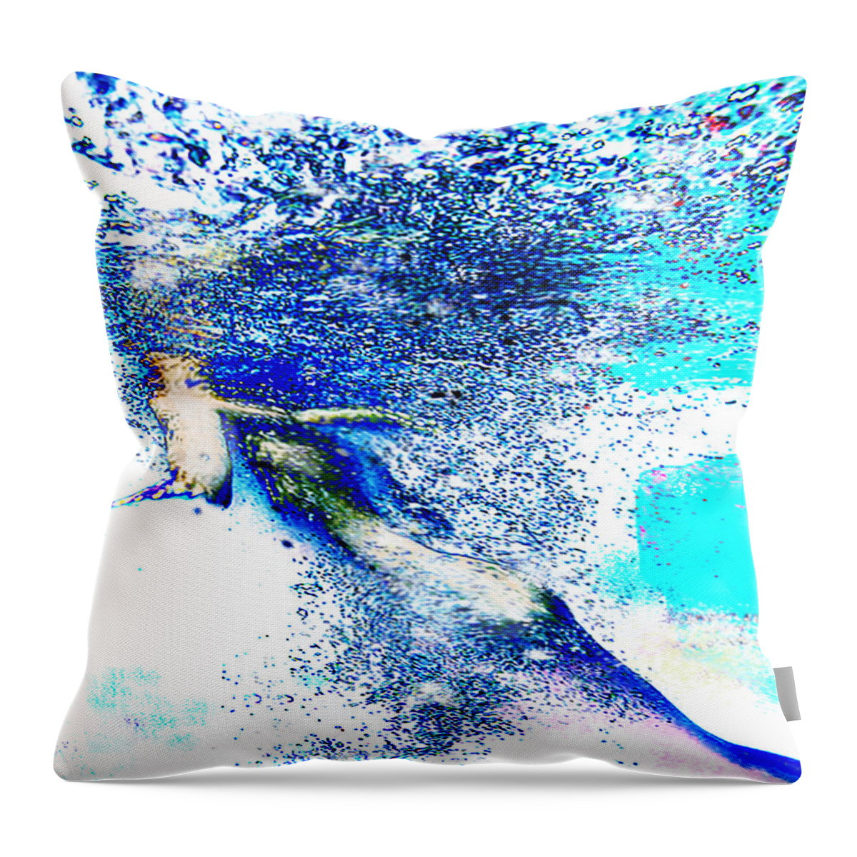 Underwater Throw Pillow featuring the digital art Engulfed in a Curning Bubble Mass by Leo Malboeuf