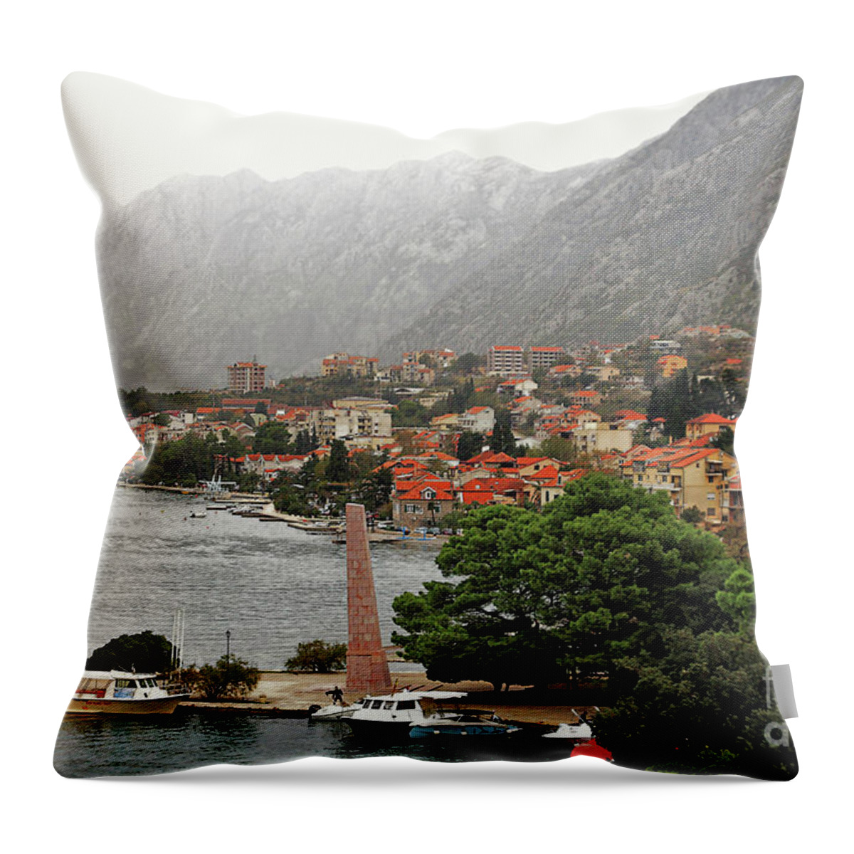 Kotor Throw Pillow featuring the photograph KOTOR Montenegro #1 by Linda Parker