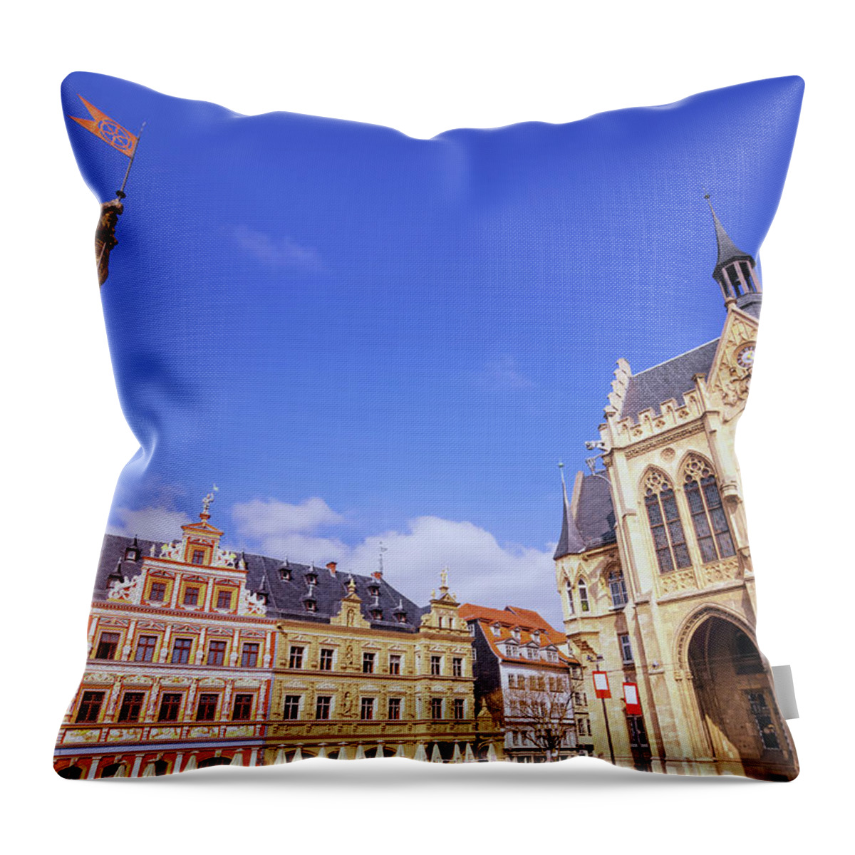 Gothic Style Throw Pillow featuring the photograph Erfurt Fischmarkt Fish Market And by Juergen Sack