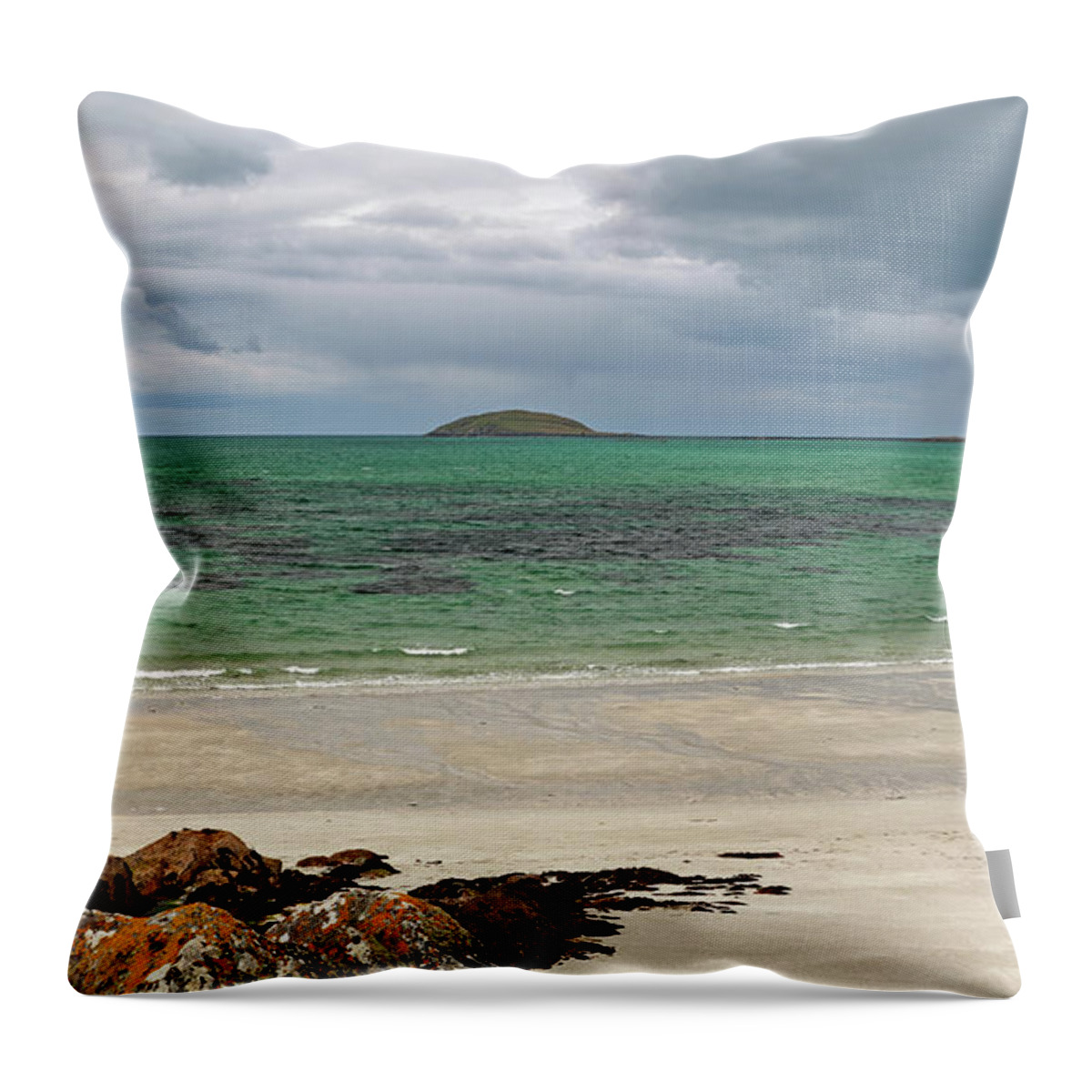 Eriskay Throw Pillow featuring the photograph Eriskay - Island of Lingay and Sound of Barra by Maria Gaellman