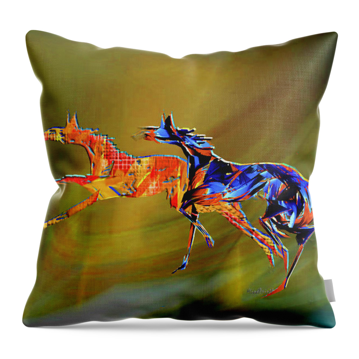 Horses Throw Pillow featuring the digital art Escape to the Wild by Asok Mukhopadhyay
