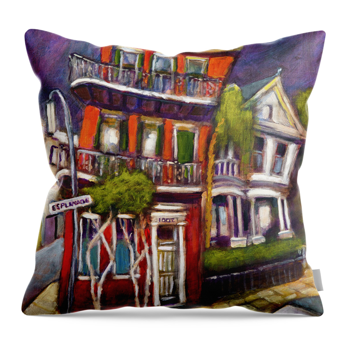 Building Throw Pillow featuring the painting Esplanade by Mike Bergen