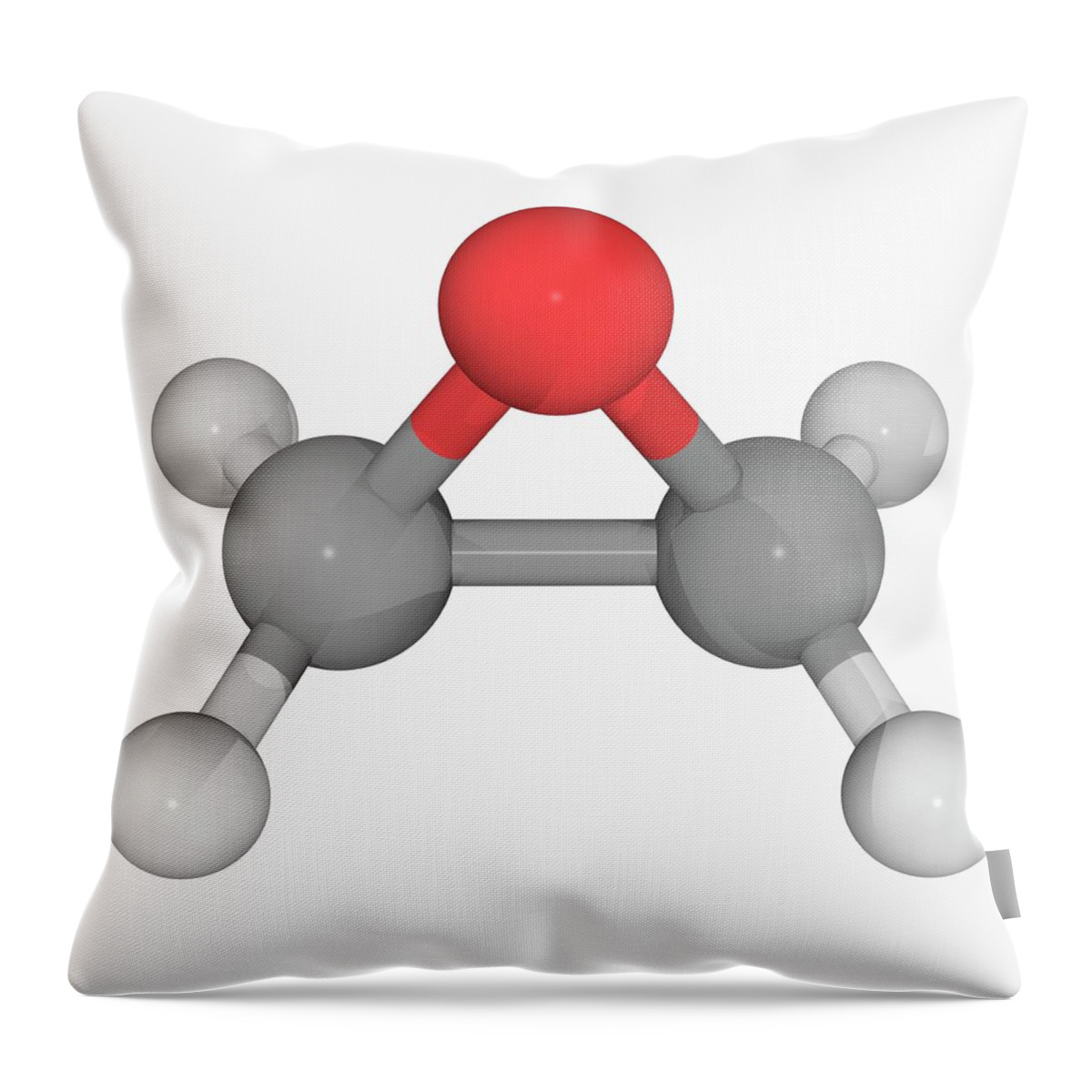 Material Throw Pillow featuring the digital art Ethylene Oxide Molecule by Laguna Design