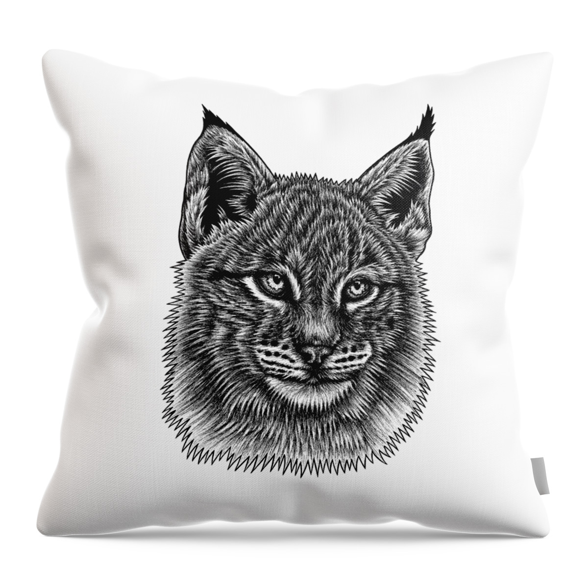 Lynx Throw Pillow featuring the drawing Eurasian Lynx kitten by Loren Dowding