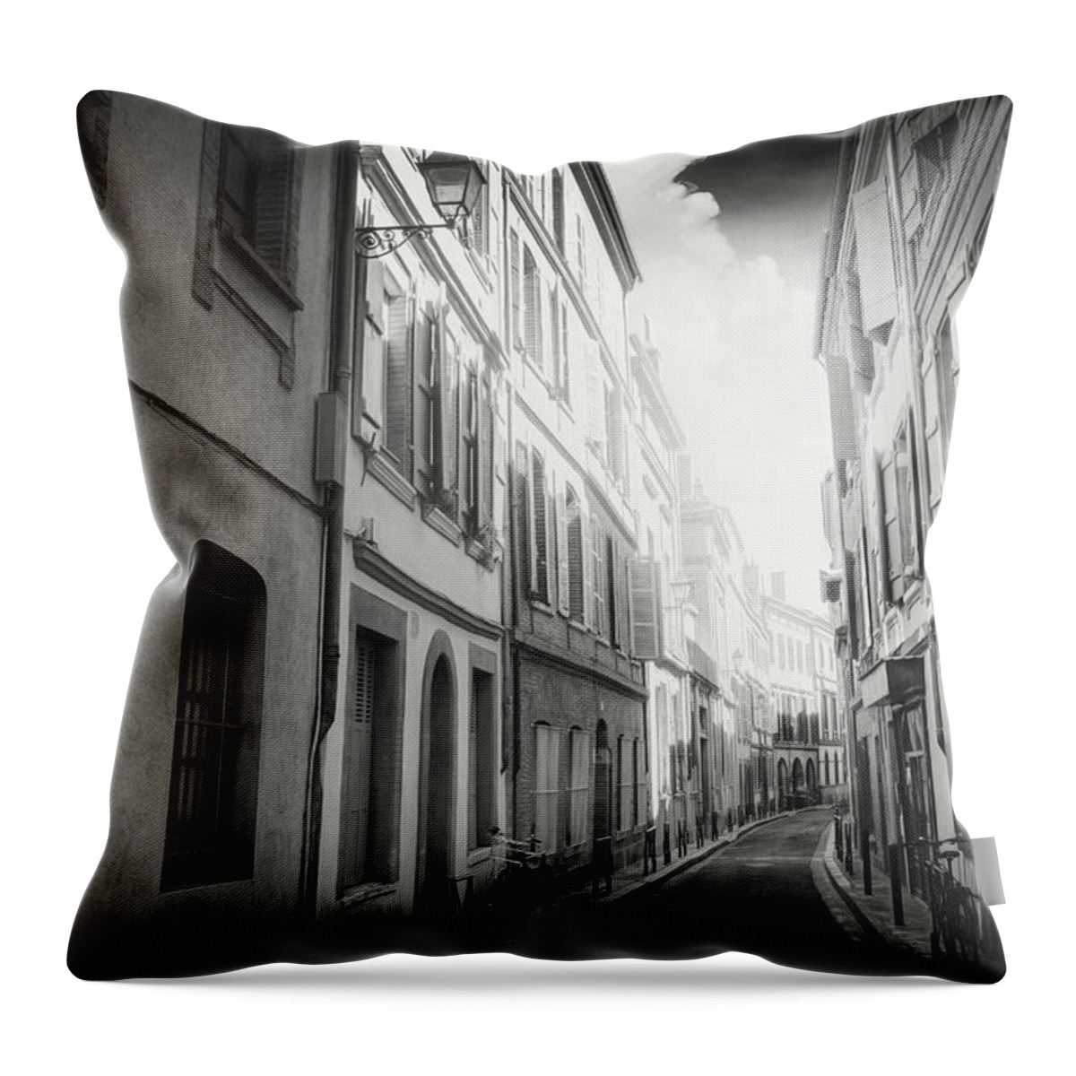 Toulouse Throw Pillow featuring the photograph European Street Scenes Toulouse France Black and White by Carol Japp