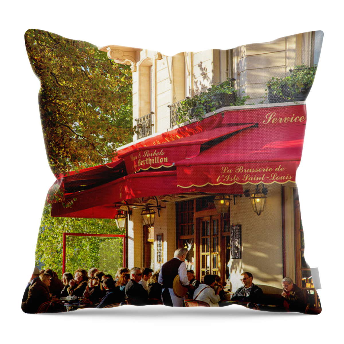 Paris Throw Pillow featuring the photograph Evening Cafe - Paris by Brian Jannsen