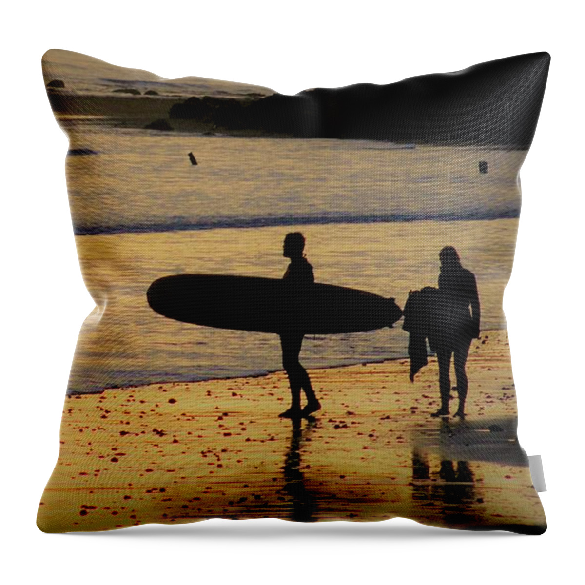 Surf Throw Pillow featuring the photograph Evening Surf by FD Graham
