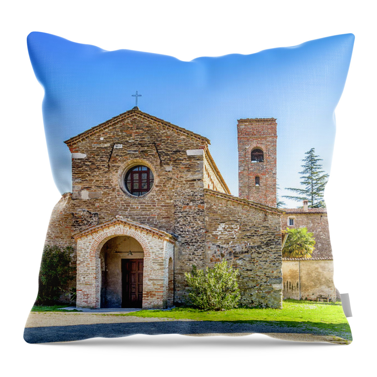 Italy Throw Pillow featuring the photograph Evocative religiosity of a Romanesque Church by Vivida Photo PC