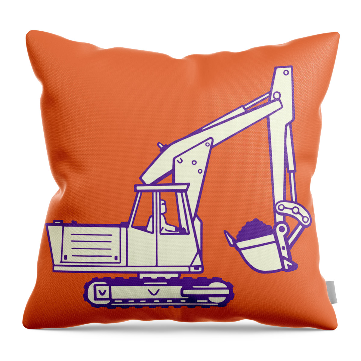 Campy Throw Pillow featuring the drawing Excavator by CSA Images