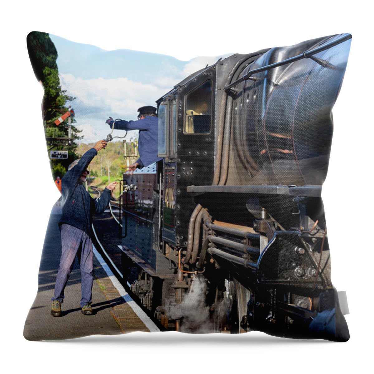 Key Throw Pillow featuring the photograph Exchanging keys by Steev Stamford