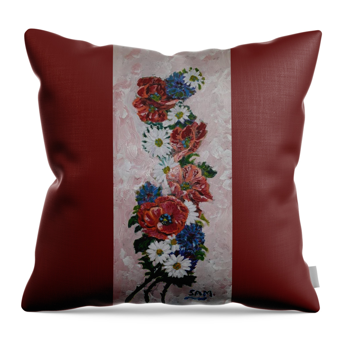 Flowers Throw Pillow featuring the painting Exotic Wall Art by Sam Shaker