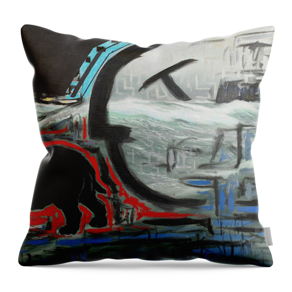 Extinction Throw Pillow featuring the painting Edge of Extinction by Hans Egil Saele