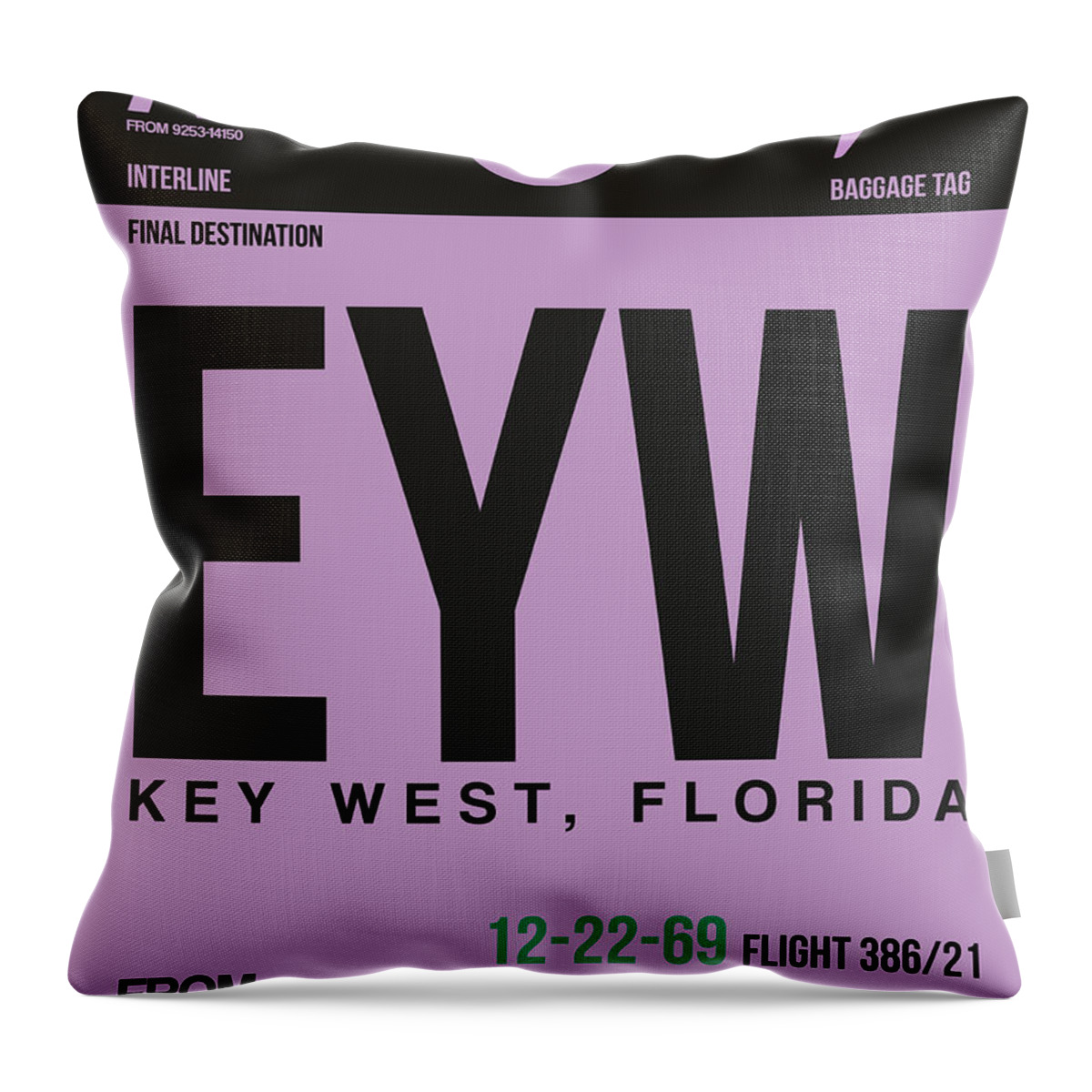 Key West Throw Pillow featuring the digital art EYW Key West Luggage Tag I by Naxart Studio