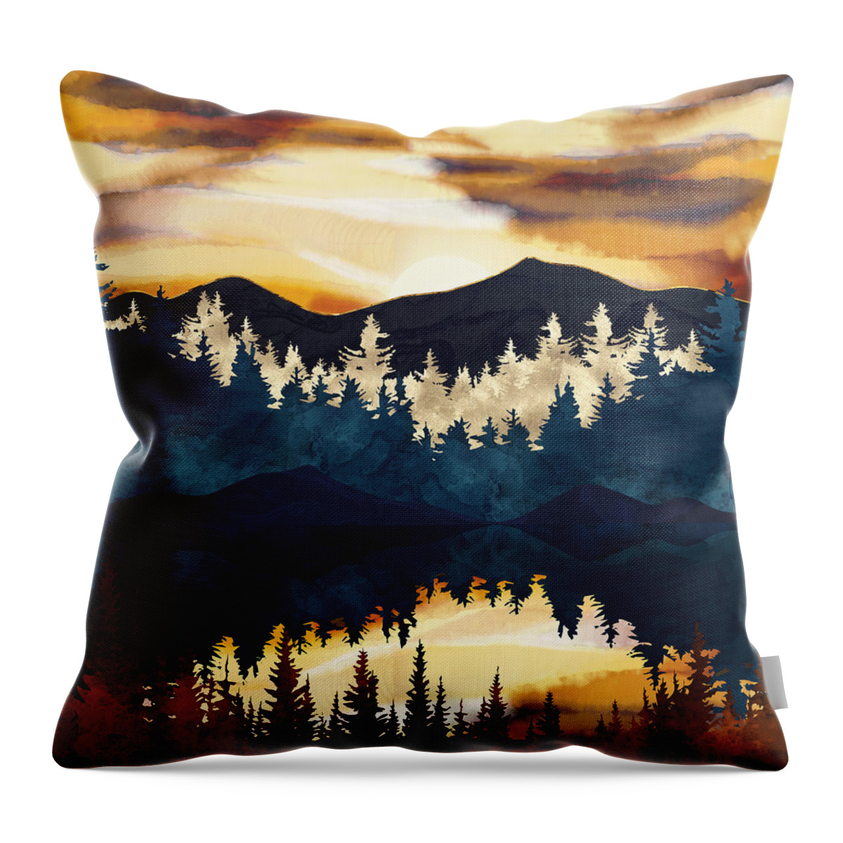 Fall Throw Pillow featuring the digital art Fall Sunset by Spacefrog Designs