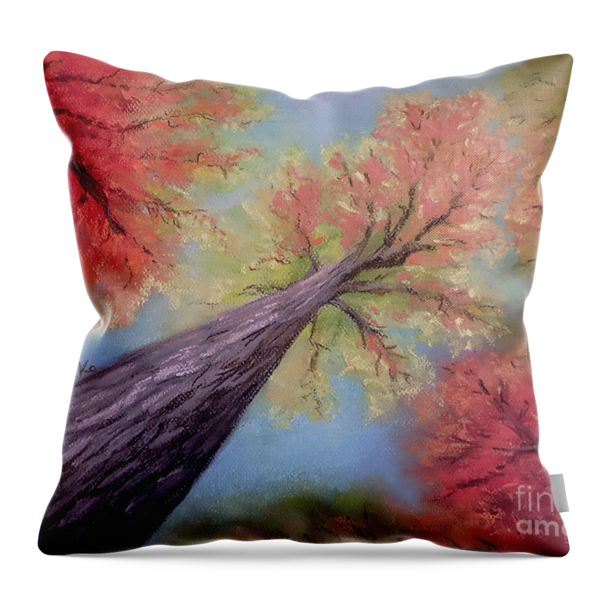 Fall Throw Pillow featuring the painting Fallspective by Yoonhee Ko