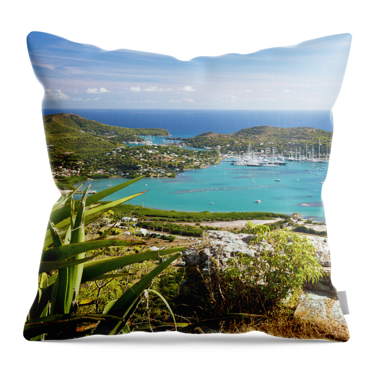 Scenics Throw Pillow featuring the photograph Falmouth And English Harbor, Antigua by Michaelutech