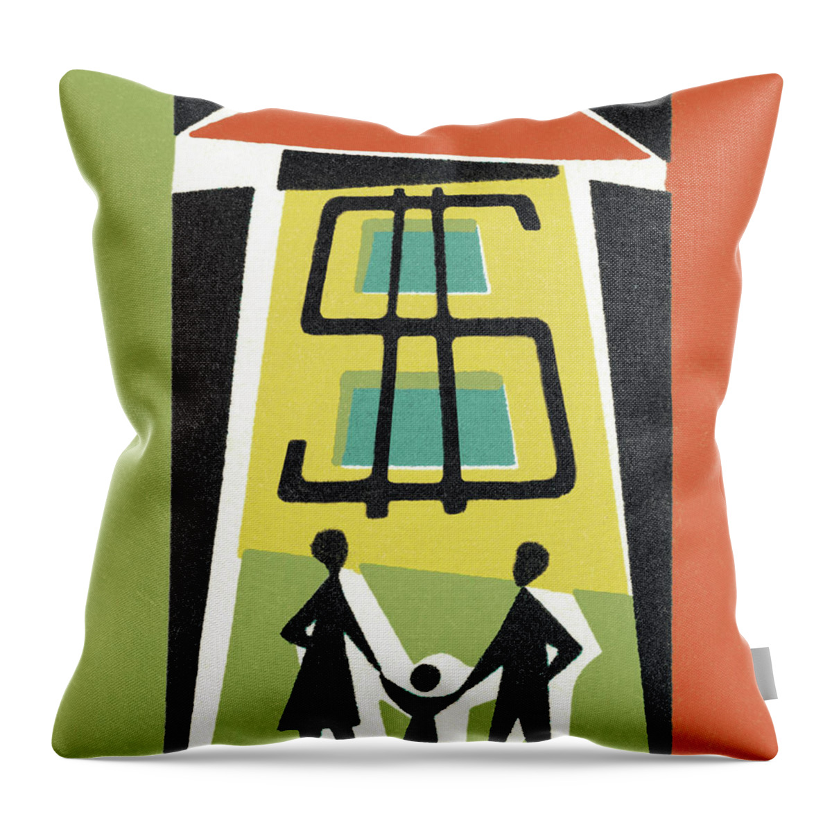 Affection Throw Pillow featuring the drawing Family House Budget by CSA Images