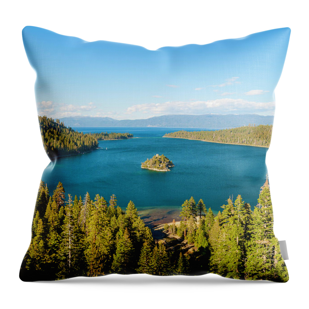 Tranquility Throw Pillow featuring the photograph Fannette Island In Emerald Bay, Lake by Stuart Dee