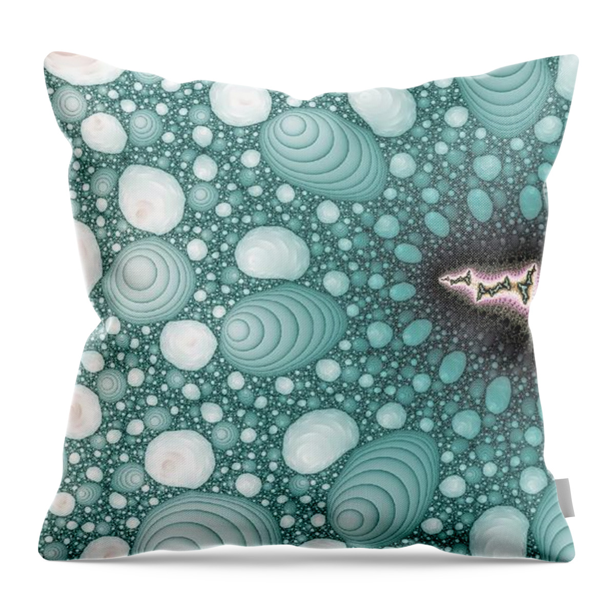 Spiral Throw Pillow featuring the digital art Fantasy Mountain Spiral Light Blue by Don Northup