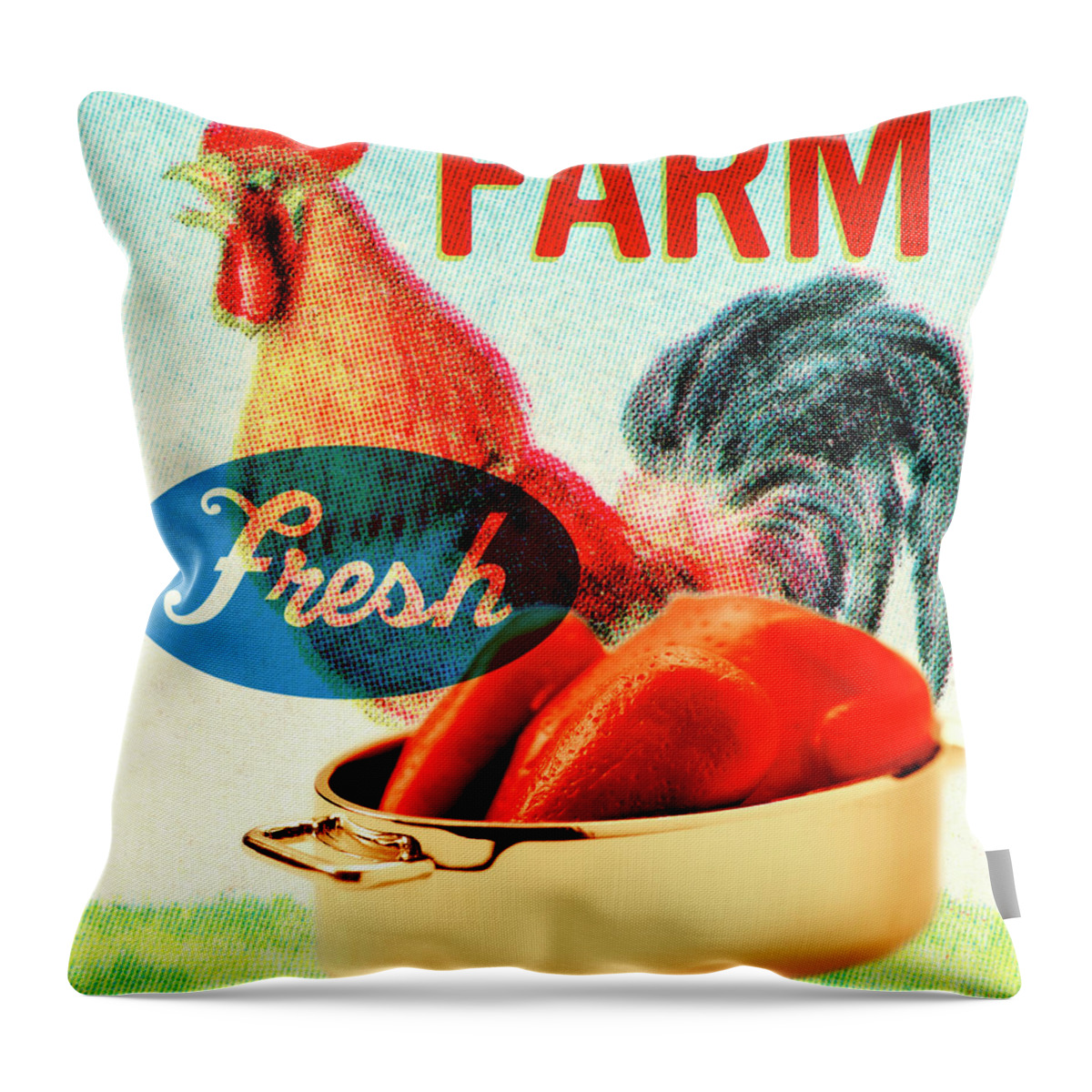 Agriculture Throw Pillow featuring the drawing Farm Fresh Chicken by CSA Images