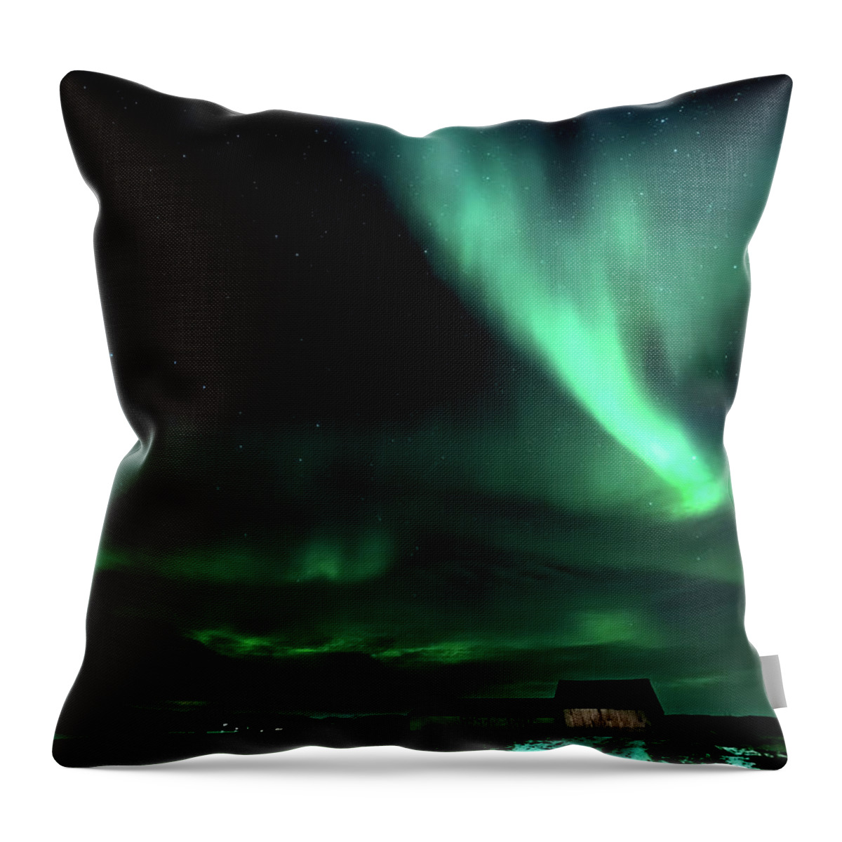 Iceland Throw Pillow featuring the photograph Farmyard Light by Framing Places