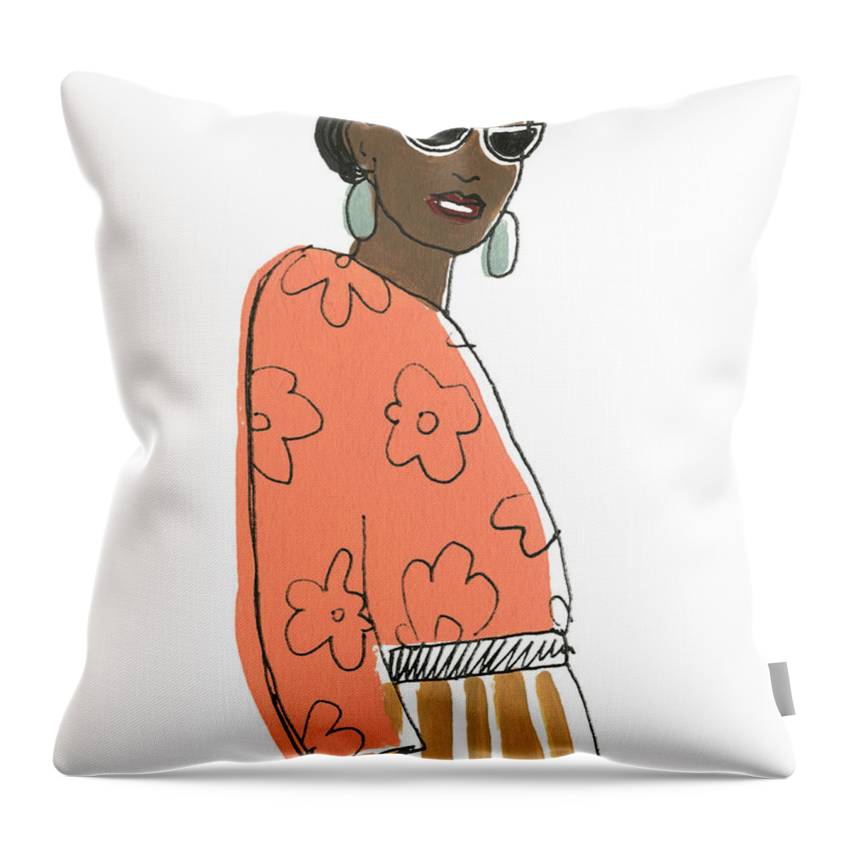 Fashion & Figurative+fashion+women's Throw Pillow featuring the painting Fashion Vignette IIi by June Erica Vess