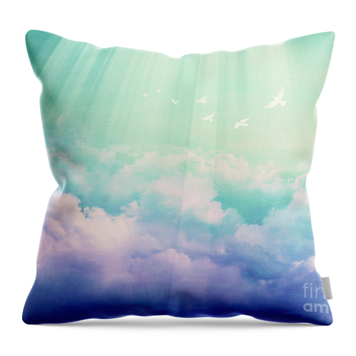 Sky Throw Pillow featuring the painting Father's Everlasting Love by Yoonhee Ko