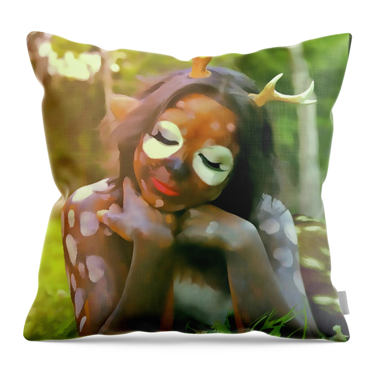 Dark Throw Pillow featuring the digital art Fauntastic Day by Recreating Creation