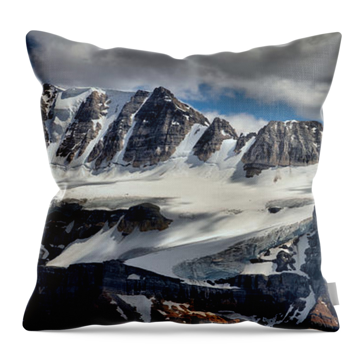 Fay Glacier Throw Pillow featuring the photograph Fay Glacier Summer Panorama by Adam Jewell