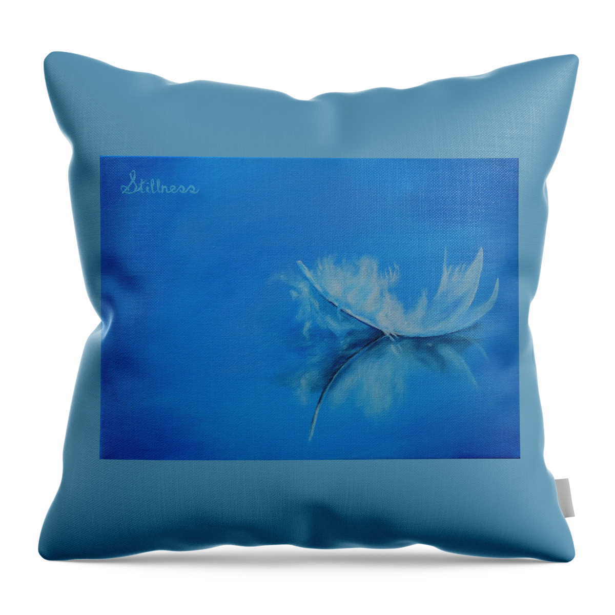 Impressionist Throw Pillow featuring the painting Feather Floating - Stillness by Shirley Wellstead