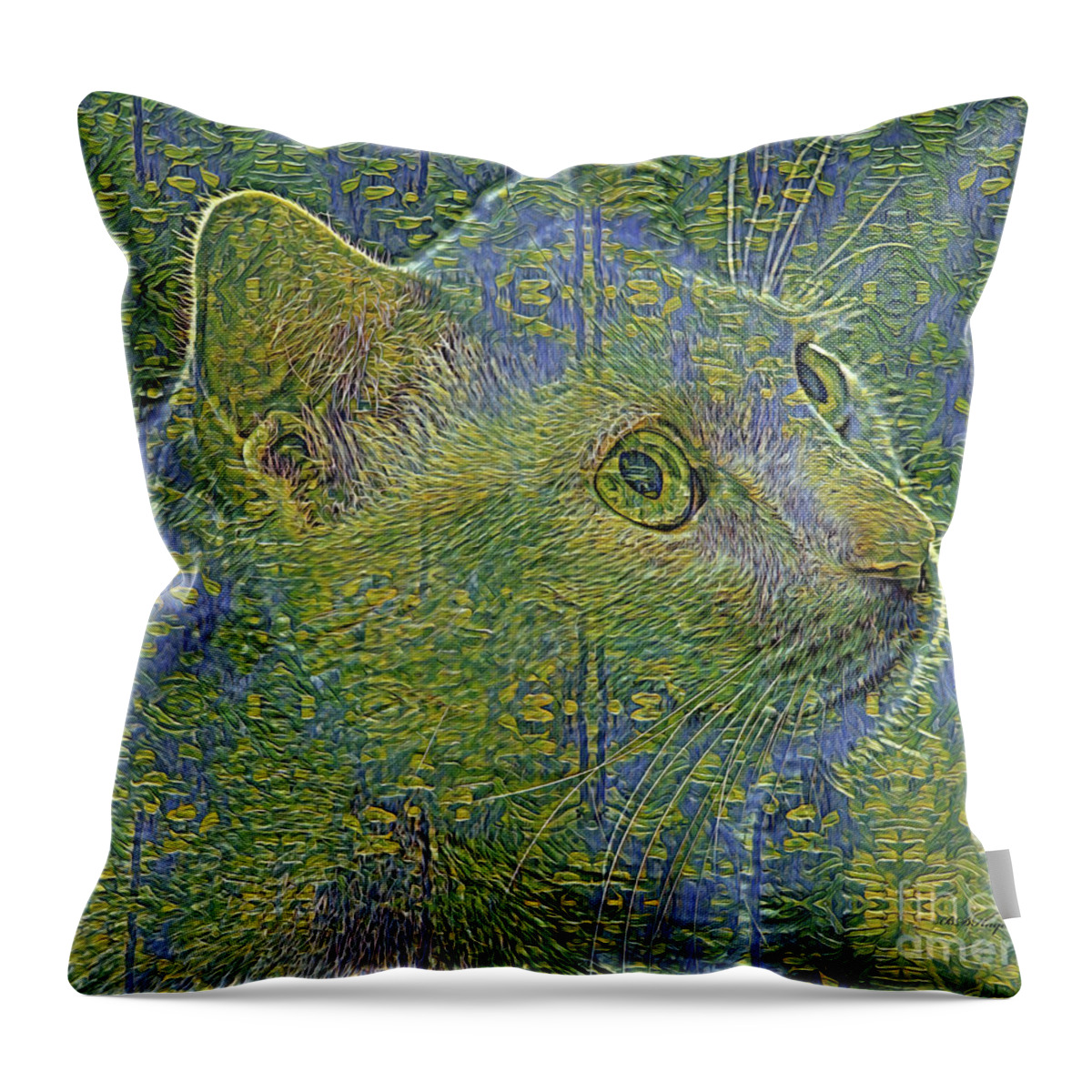 Felines Throw Pillow featuring the mixed media Feline Art by DB Hayes
