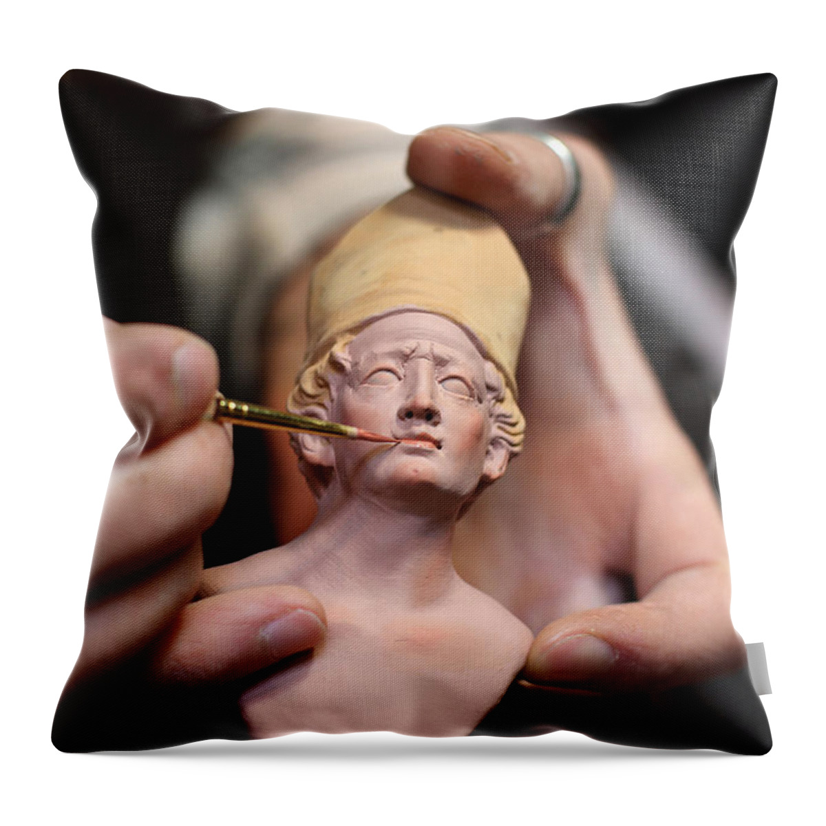 Estock Throw Pillow featuring the digital art Ferrigno's Shop, Naples, Italy by Antonio Capone