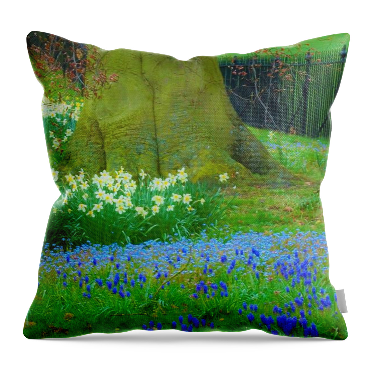 Field Of Flowers Throw Pillow featuring the photograph - Field of Flowers by THERESA Nye