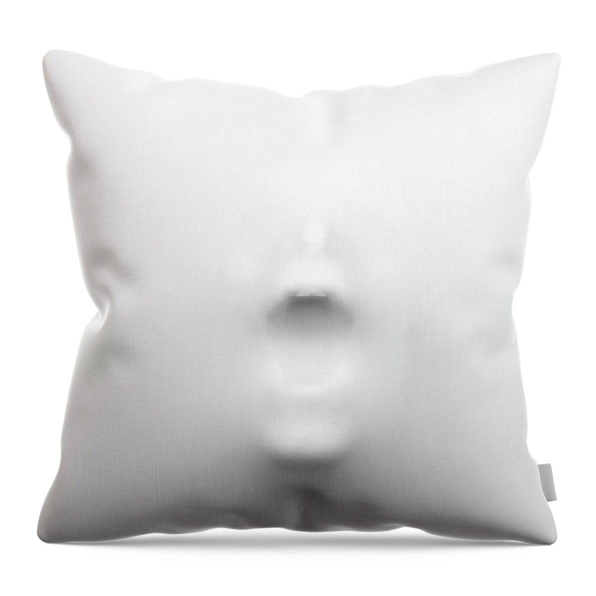 Problems Throw Pillow featuring the photograph Figure Pushing Through Rubber by Mark Mawson