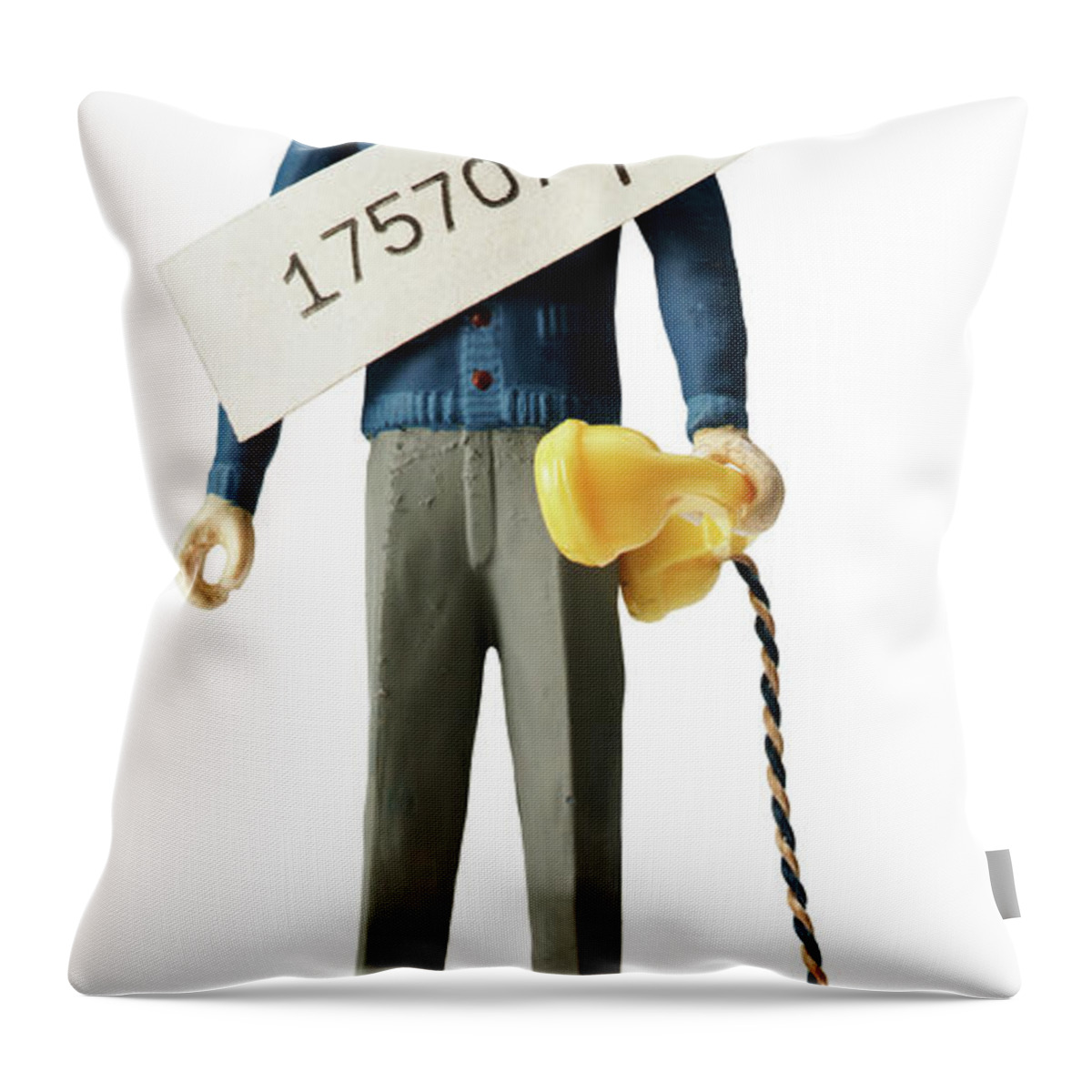 Accessories Throw Pillow featuring the drawing Figurine of a Man Holding a Phone Receiver by CSA Images