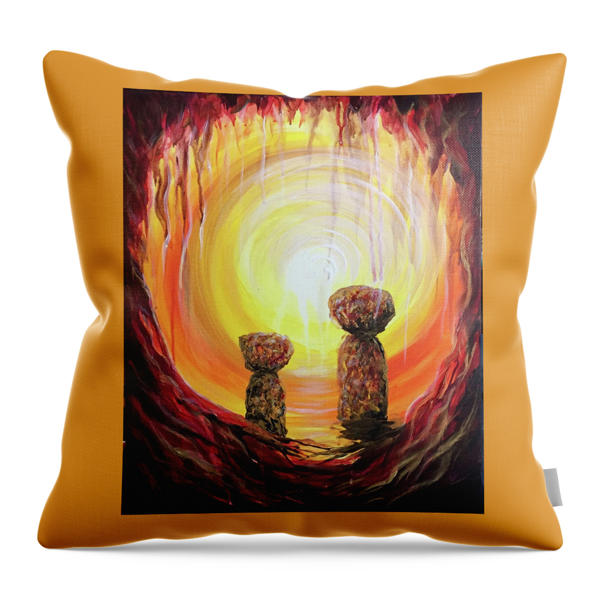 Latte Stone Throw Pillow featuring the painting Fire and Earth Latte Stones by Michelle Pier