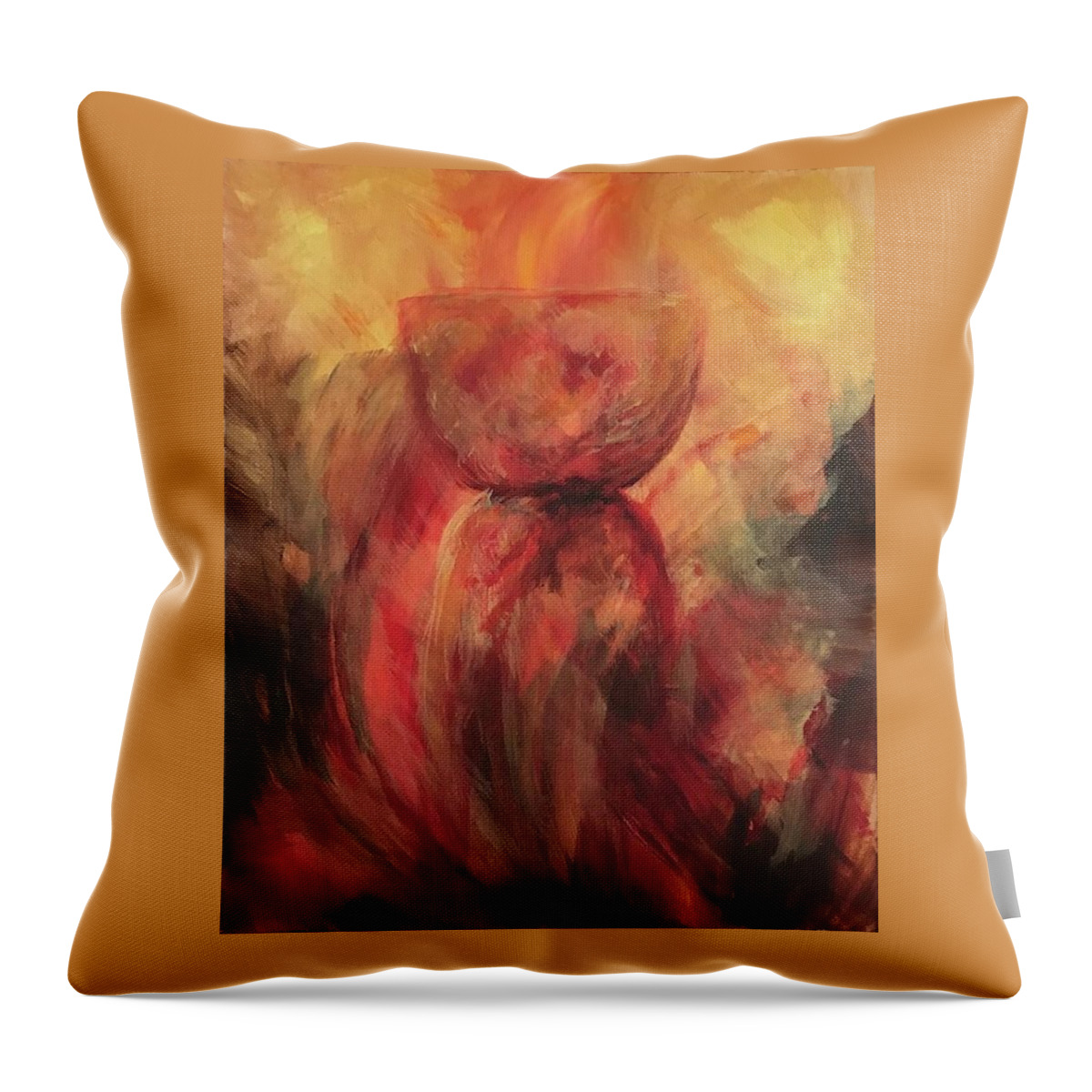 Guam Throw Pillow featuring the painting Fire Earth Latte Stone by Michelle Pier