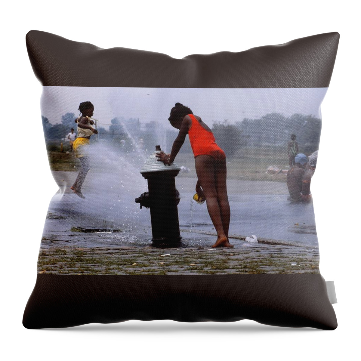 Summer Throw Pillow featuring the photograph FIRE HYDRANT FUN IN SUMMER - Version 2 by Marty Klar